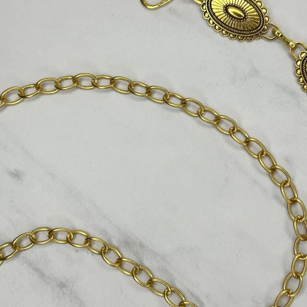 Western Concho Gold Chain Belt One Size (OS) ✨